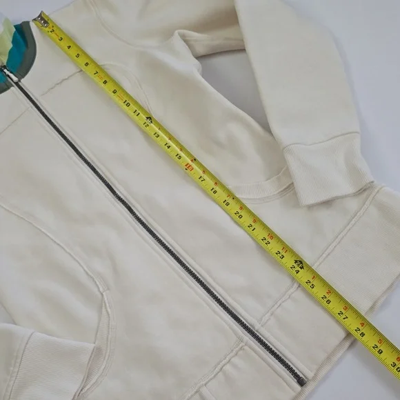 Lululemon Women's Cream Teal Retro Zip-Up Fleece Lined Scuba Jacket Pockets 8 - Picture 16 of 16